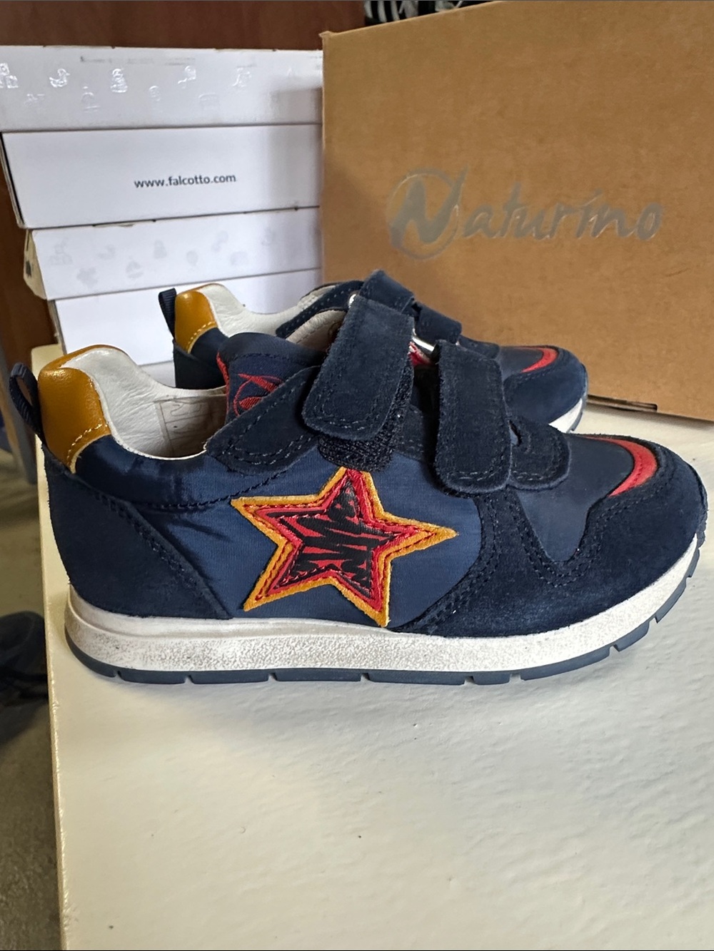 Naturino Navy Sneaker with Yellow and Red Star Detail